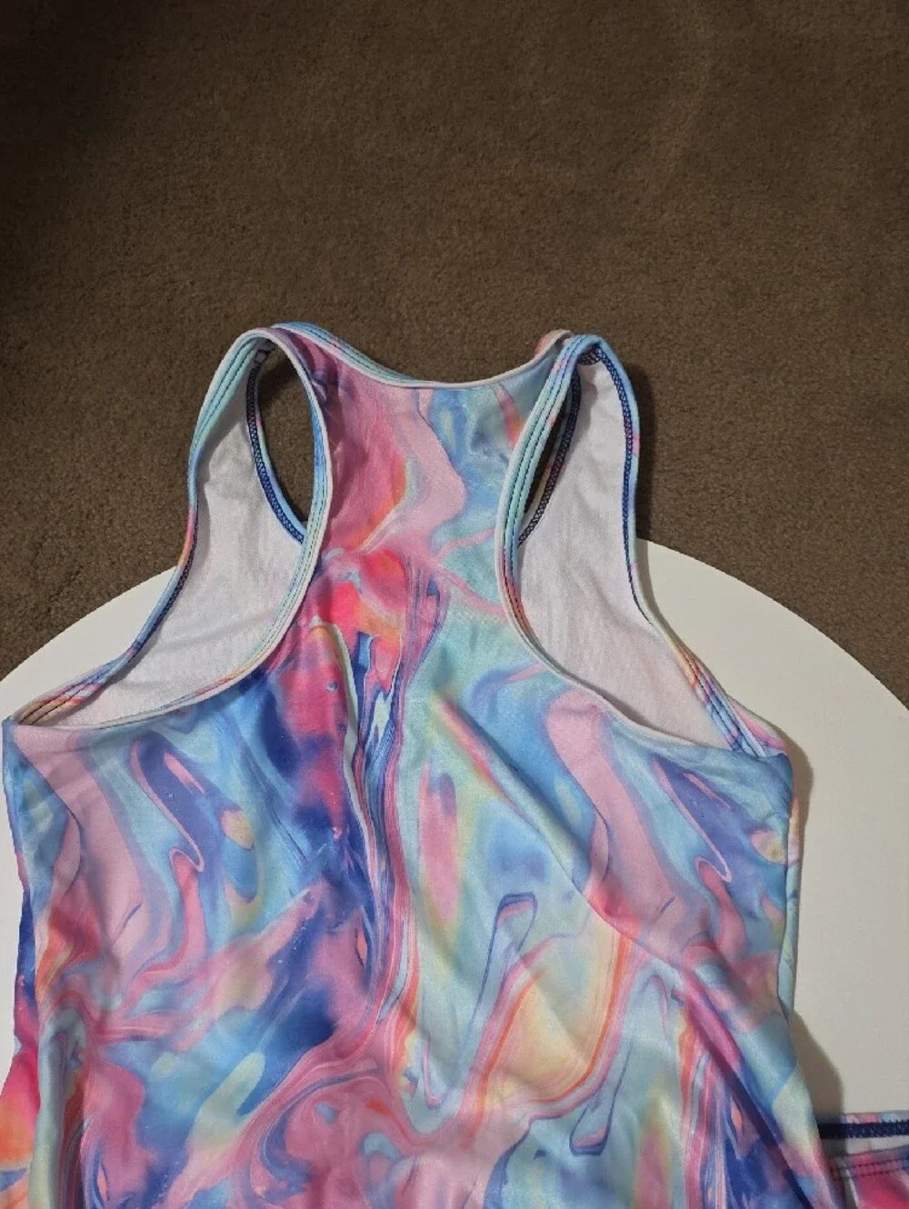 Girls' Swirl Marble Active Swim Set - Pastel Multi